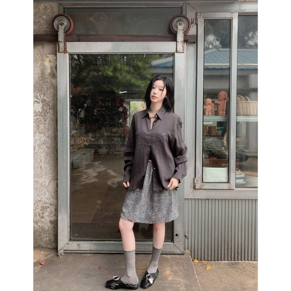 豹紋雪紡中長裙 skirt / slowand 韓國官網代購 애쉬무드 레오파드 쉬폰스커트-細節圖4