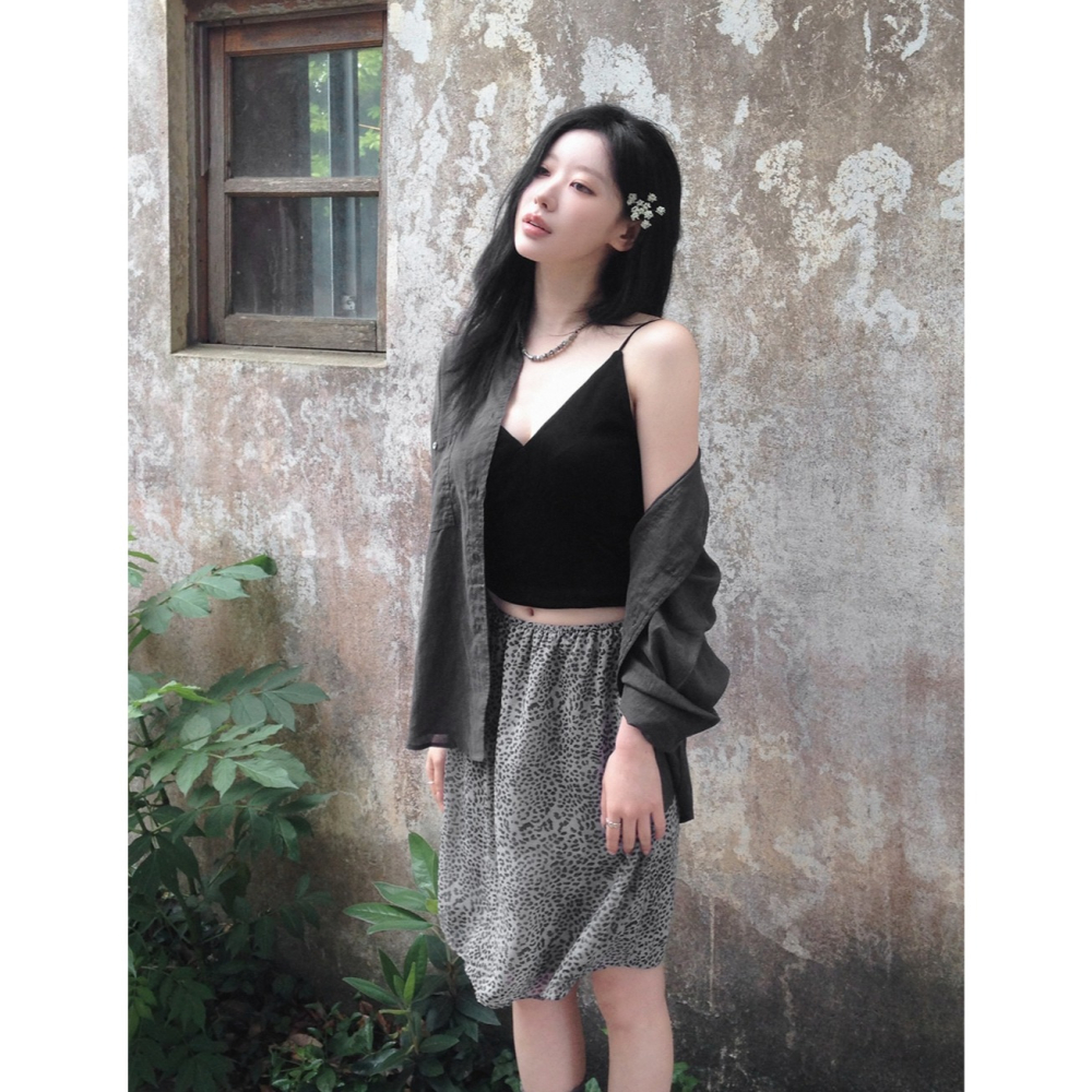 豹紋雪紡中長裙 skirt / slowand 韓國官網代購 애쉬무드 레오파드 쉬폰스커트-細節圖7