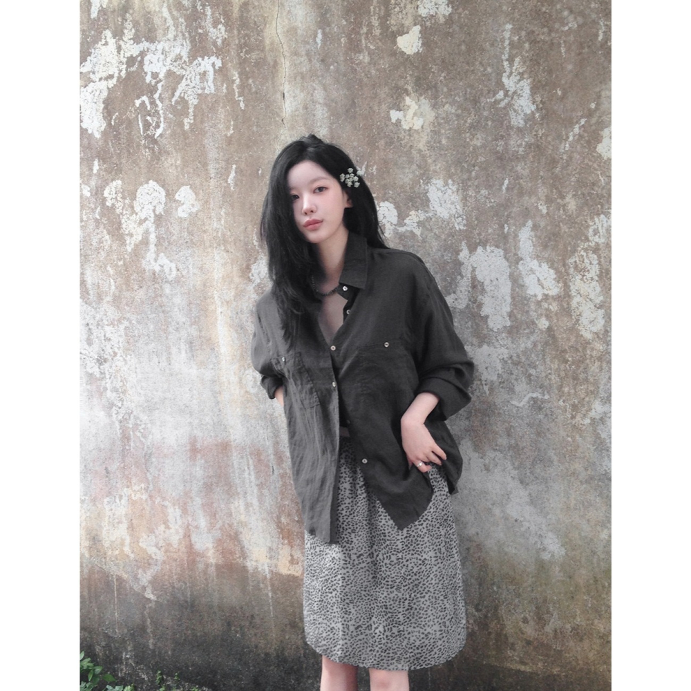 豹紋雪紡中長裙 skirt / slowand 韓國官網代購 애쉬무드 레오파드 쉬폰스커트-細節圖8