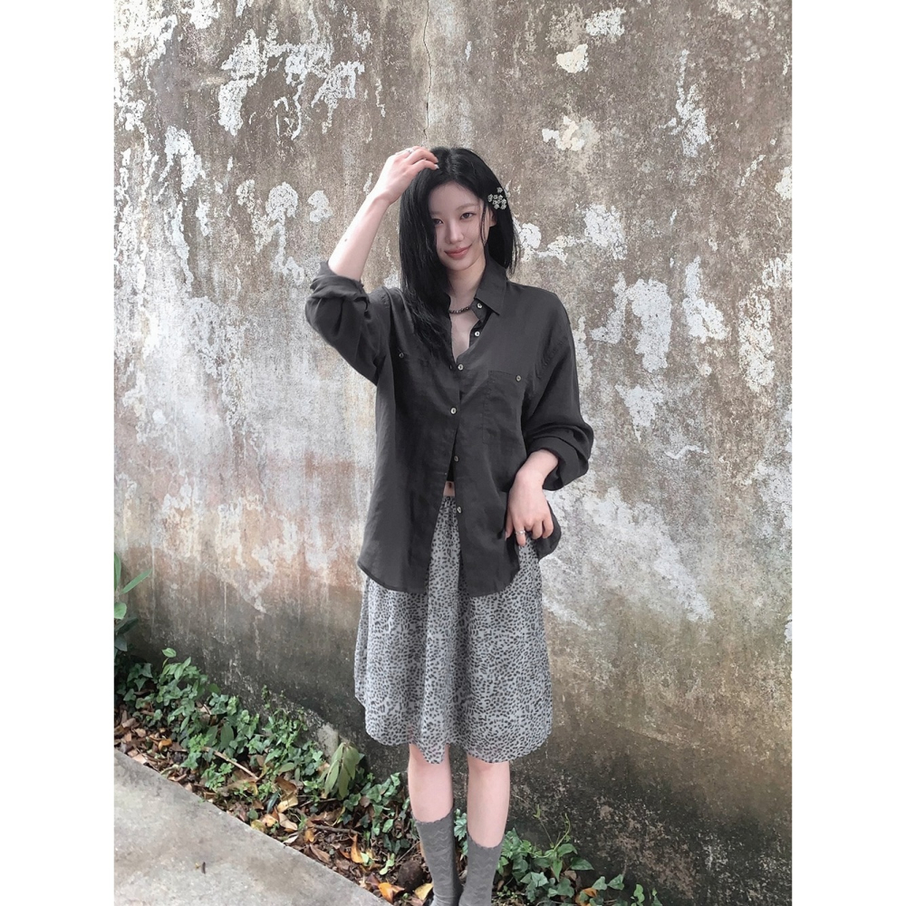 豹紋雪紡中長裙 skirt / slowand 韓國官網代購 애쉬무드 레오파드 쉬폰스커트-細節圖9