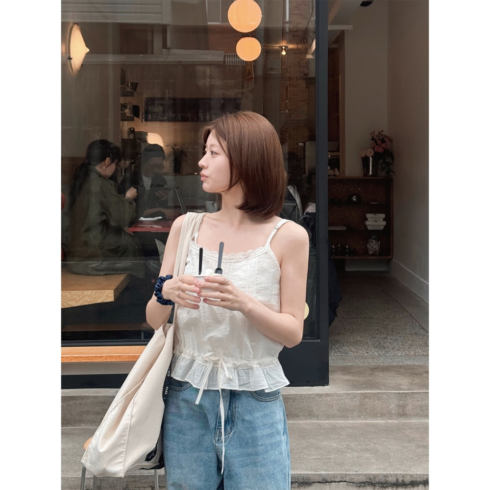 蕾絲2way兩用細肩帶背心 Bustier / slowand 린디 레이스 뷔스티에 블라우스-細節圖11