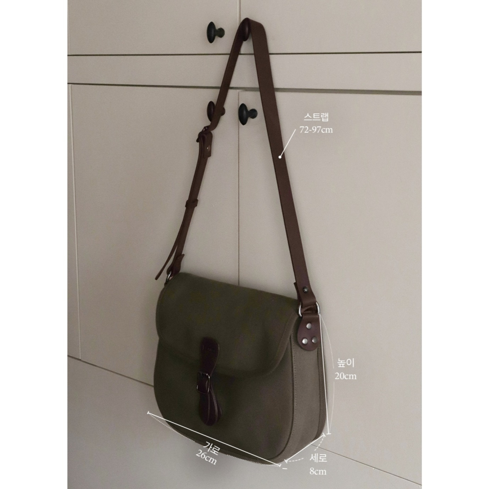 Slowand官網代購 帆布郵差包 #LENTO. Classic canvas leather bag-細節圖2