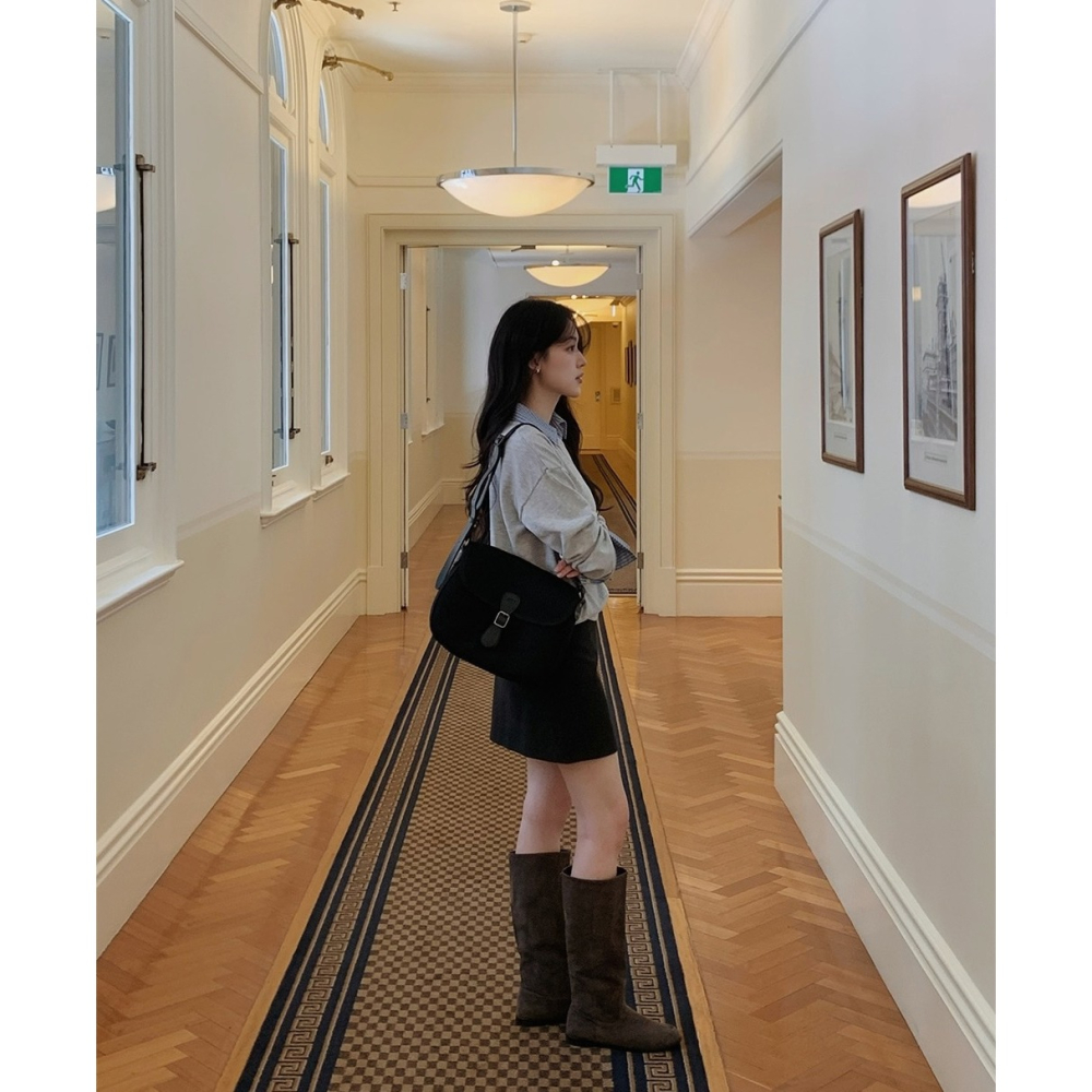 Slowand官網代購 帆布郵差包 #LENTO. Classic canvas leather bag-細節圖5