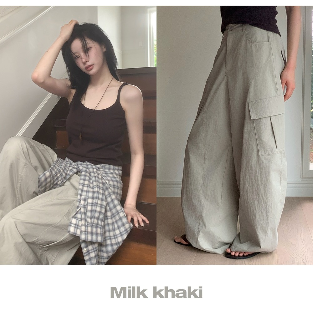 2種褲長夏天薄款後鬆緊工裝褲 pants 4色 / slowand 썸즈 디테일러 카고밴딩팬츠-細節圖7