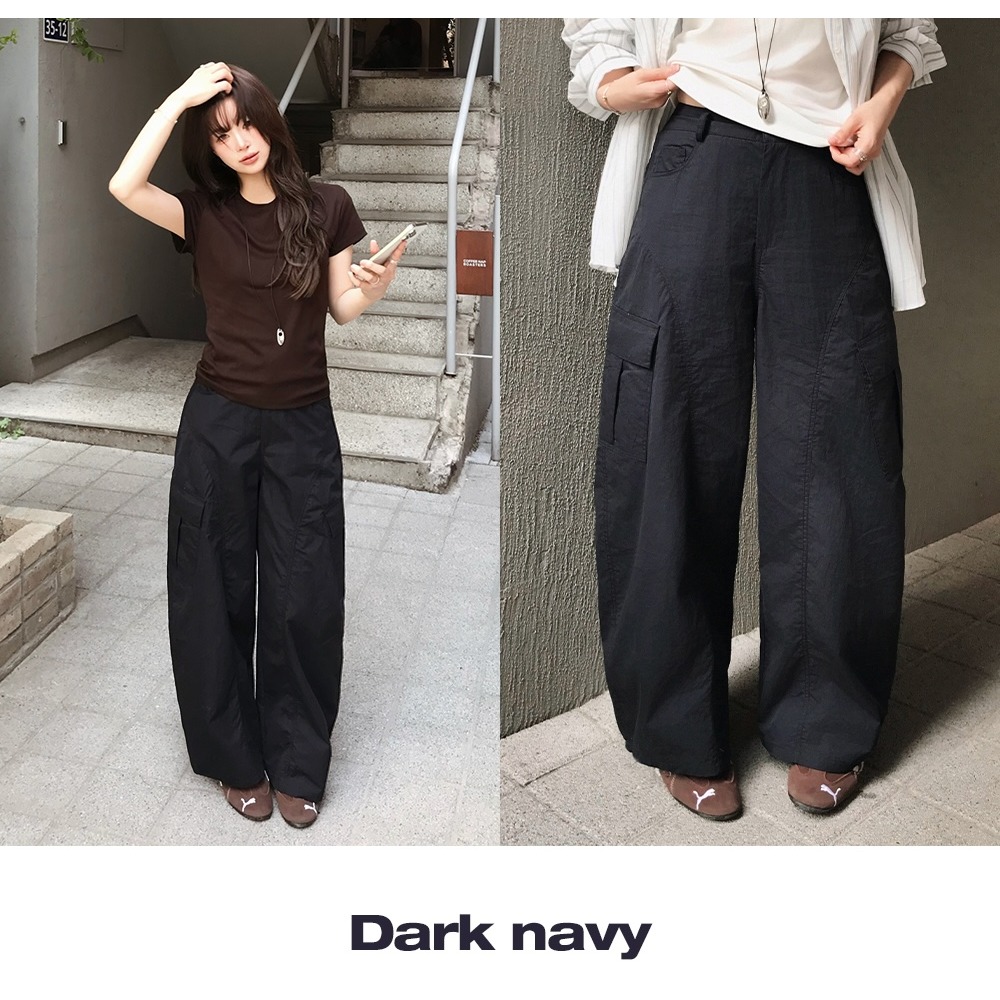 2種褲長夏天薄款後鬆緊工裝褲 pants 4色 / slowand 썸즈 디테일러 카고밴딩팬츠-細節圖8