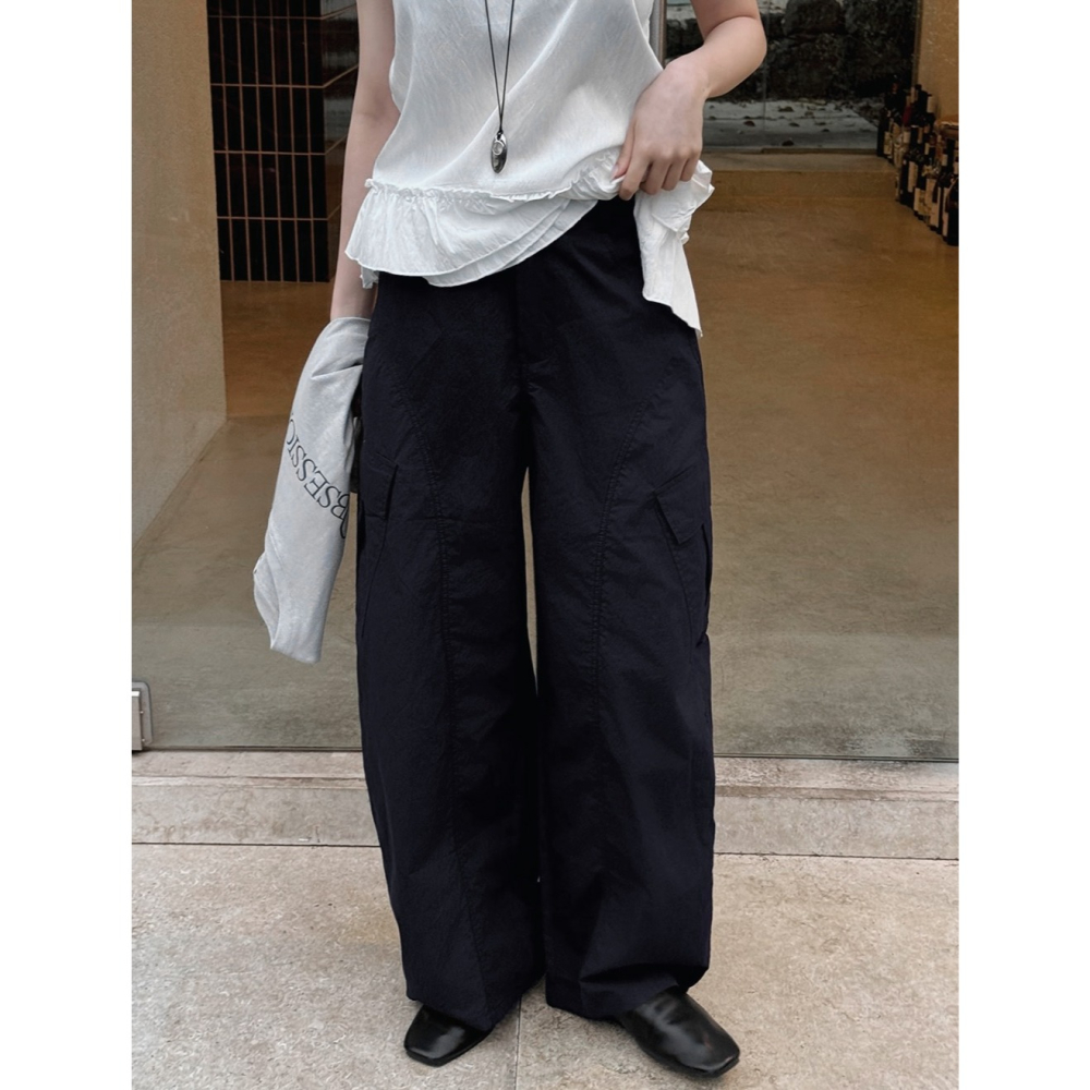 2種褲長夏天薄款後鬆緊工裝褲 pants 4色 / slowand 썸즈 디테일러 카고밴딩팬츠-細節圖10