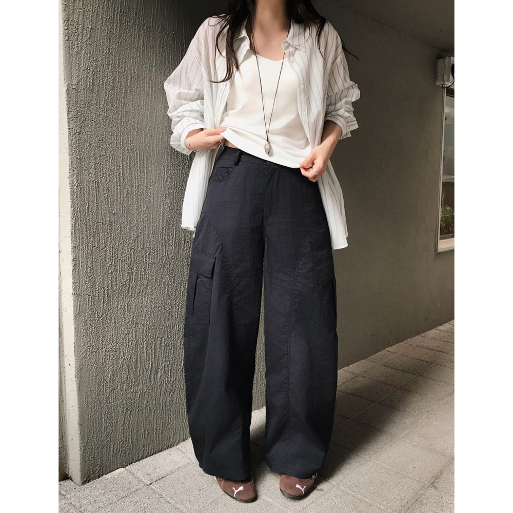 2種褲長夏天薄款後鬆緊工裝褲 pants 4色 / slowand 썸즈 디테일러 카고밴딩팬츠-細節圖11