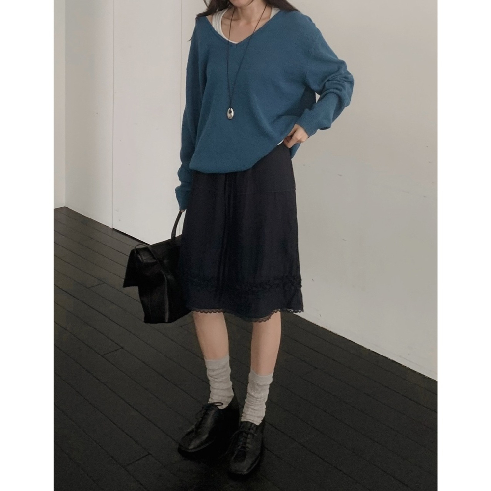 Monde 荷葉邊中長裙 skirt / slowand 몽드 프릴디테일 미디스커트-細節圖3