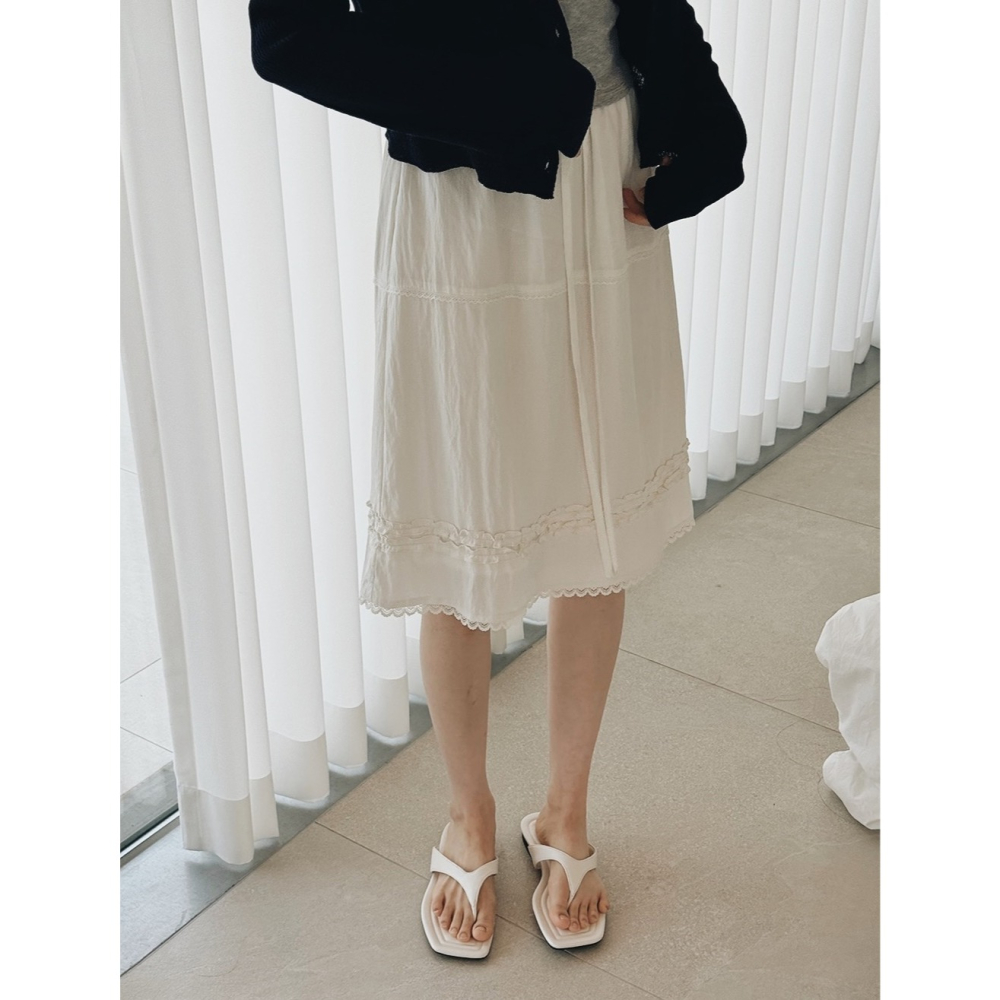 Monde 荷葉邊中長裙 skirt / slowand 몽드 프릴디테일 미디스커트-細節圖10