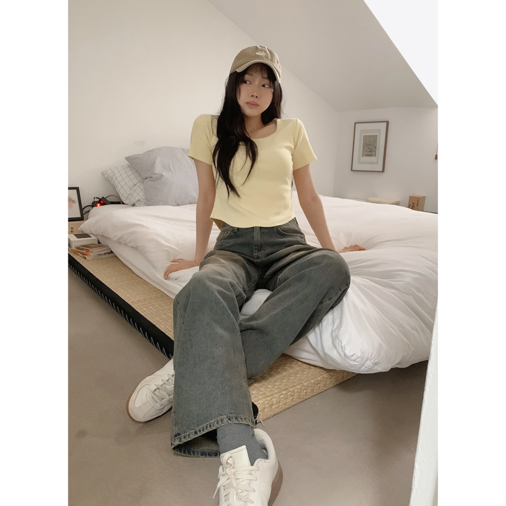 腰身推薦款✿ 不對稱下擺修身上衣 tee 9色 / slowand 썸머 쉐이핑 라운드티셔츠-細節圖8