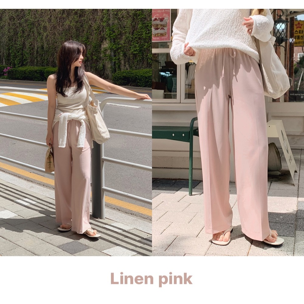 正韓製2種褲長透氣亞麻寬鬆長褲 pants 7色 /slowand 쿨썸머 린넨 트레이닝팬츠-細節圖5
