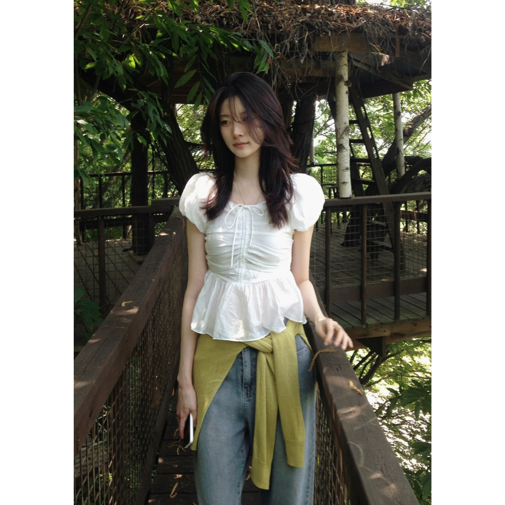 小蒼蘭澎澎袖襯衫 blouse / slowand 프리지아 퍼프 블라우스-細節圖3