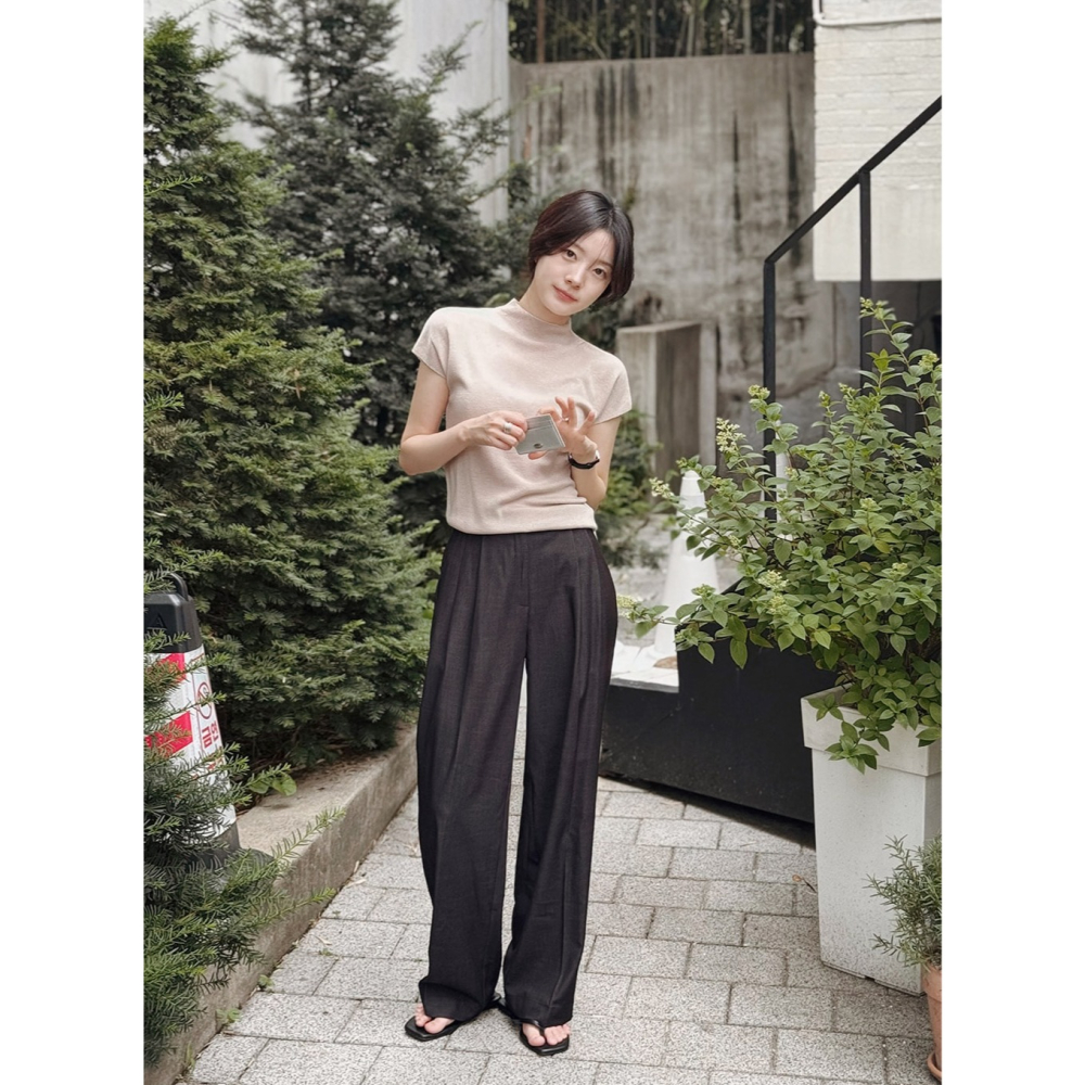 2種褲長牛仔布質感西裝褲 pants / slowand 톤앤결 라이크데님 핀턱슬랙스-細節圖7