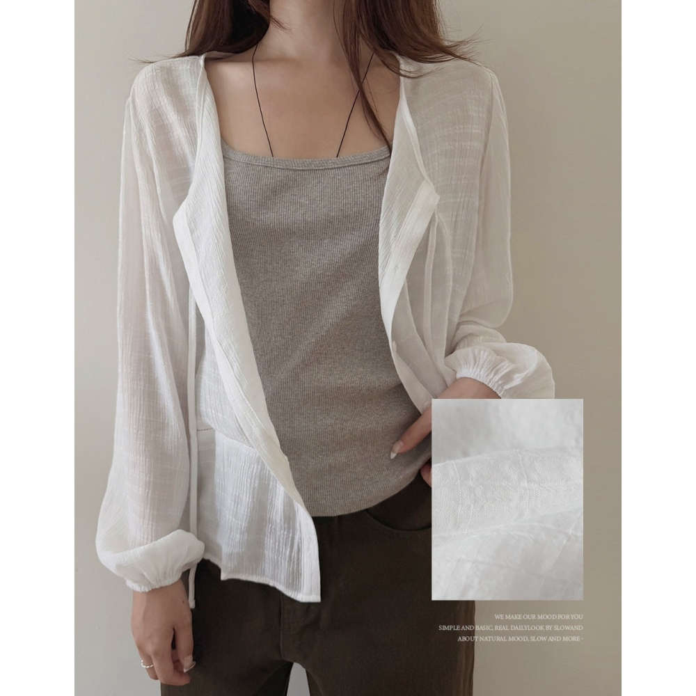 正韓製自然感皺褶雪紡襯衫 blouse / slowand 브리즈 크링클 블라우스-細節圖3