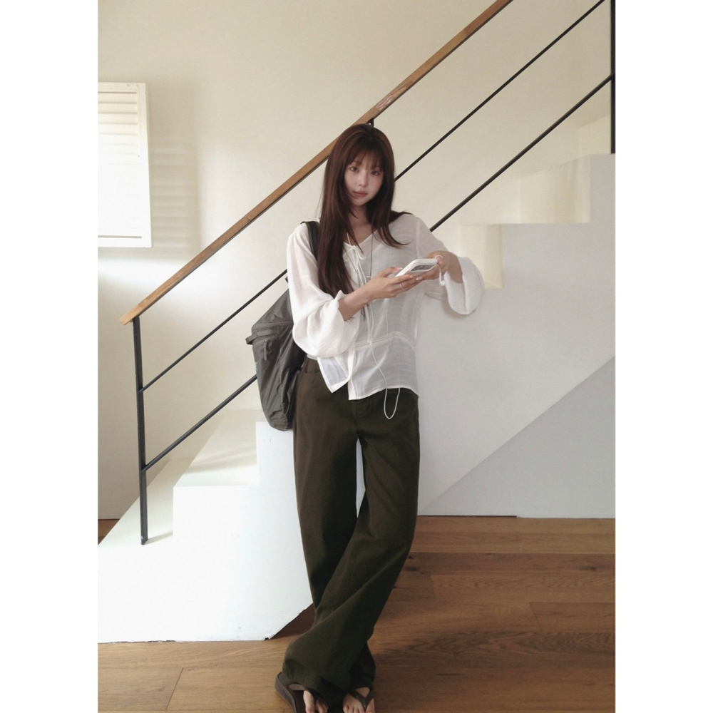 正韓製自然感皺褶雪紡襯衫 blouse / slowand 브리즈 크링클 블라우스-細節圖6