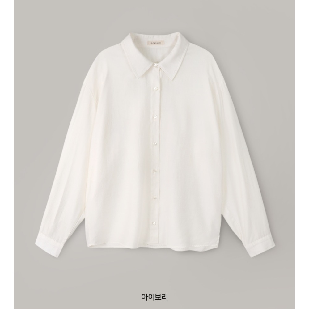 正韓製絲滑光澤感長袖襯衫 shirt 5色 / slowand 투더베이직 쉬머링 실키셔츠-象牙白