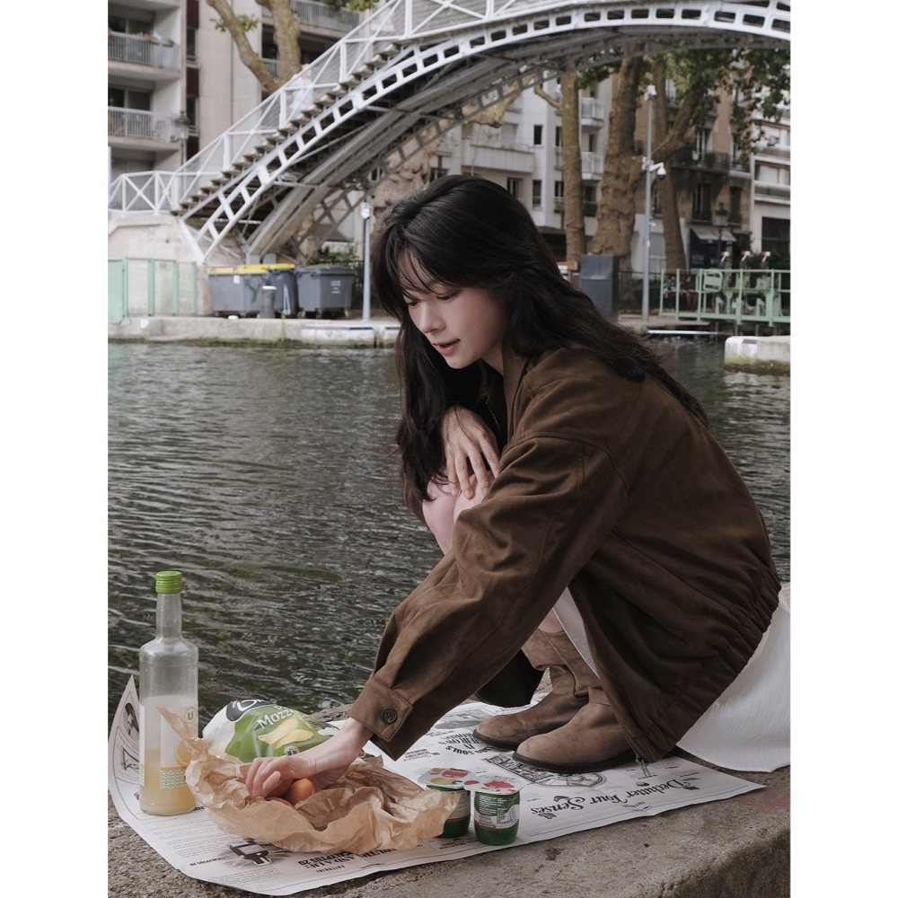 麂皮飛行夾克 jumper 2色 / SLOWAND 리미티 스웨이드 블루종점퍼-細節圖6