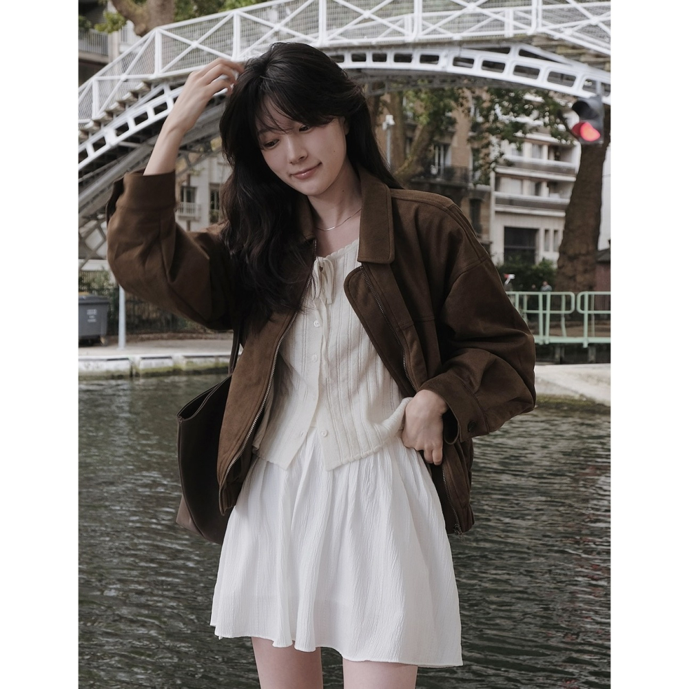 麂皮飛行夾克 jumper 2色 / SLOWAND 리미티 스웨이드 블루종점퍼-細節圖9