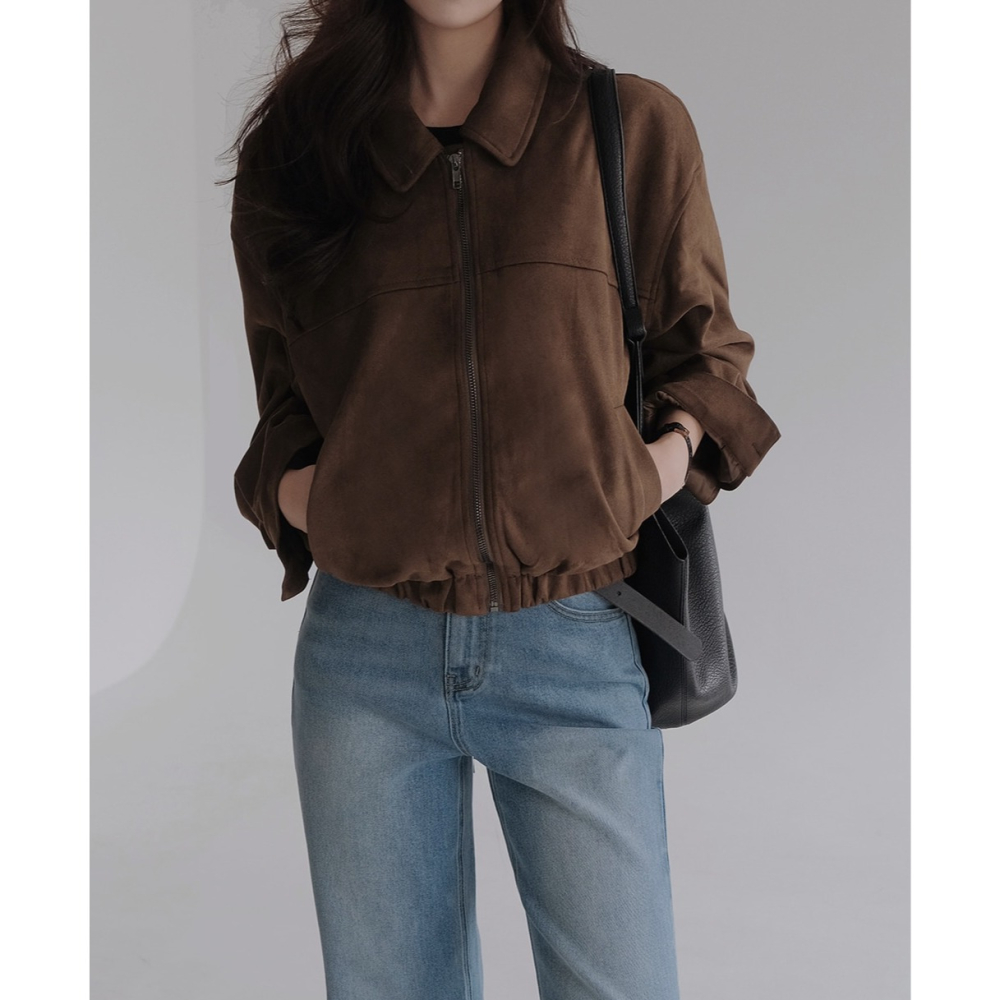麂皮飛行夾克 jumper 2色 / SLOWAND 리미티 스웨이드 블루종점퍼-細節圖10