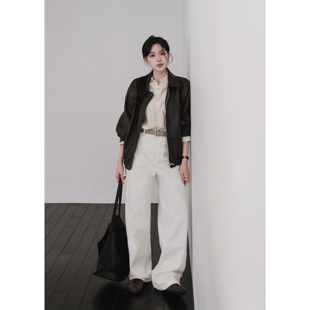 霧光柔感皮質飛行員外套 jacket 2色 / slowand 그레인 매트소프트 레더 블루종자켓-細節圖6