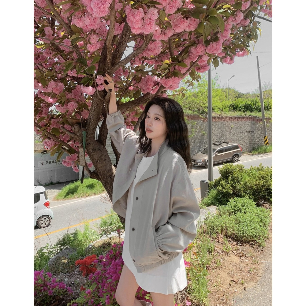 夏天薄款淺灰色軍裝外套 jumper / slowand 브리즈 웰메이드 하프야상점퍼-細節圖10