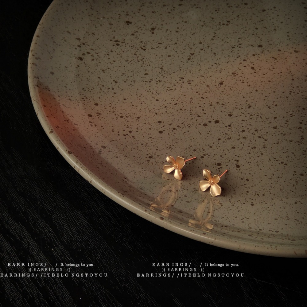 199免運│LM003│925銀針│金色啞光花瓣耳釘耳環-細節圖4