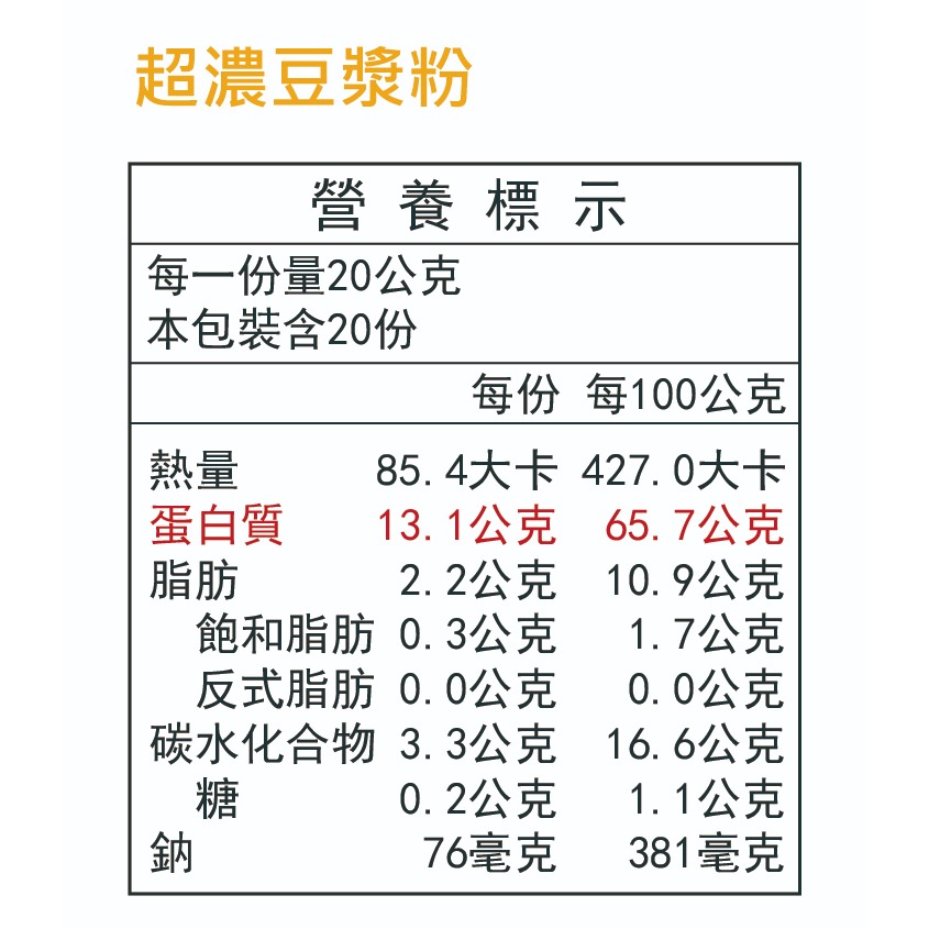 薌園 無加糖超濃豆漿粉 400g/罐 加強添加 50%大豆蛋白-細節圖3