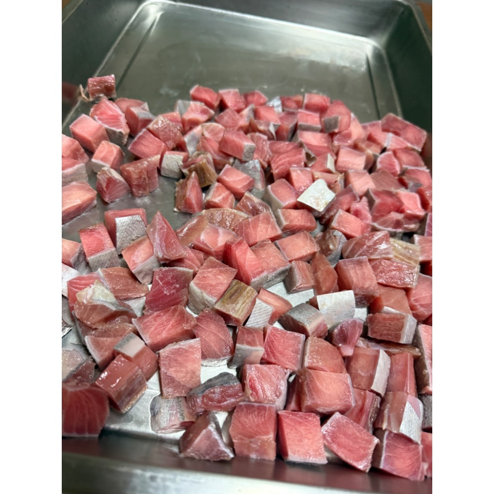 999元免運「鱻匠水產批發工廠」500克鮪魚腹肉丁（需熟食)真空包 鮭魚鮪魚生魚片 凍乾 貓狗 零食 魚肉丁 黃耆鮪魚-細節圖2