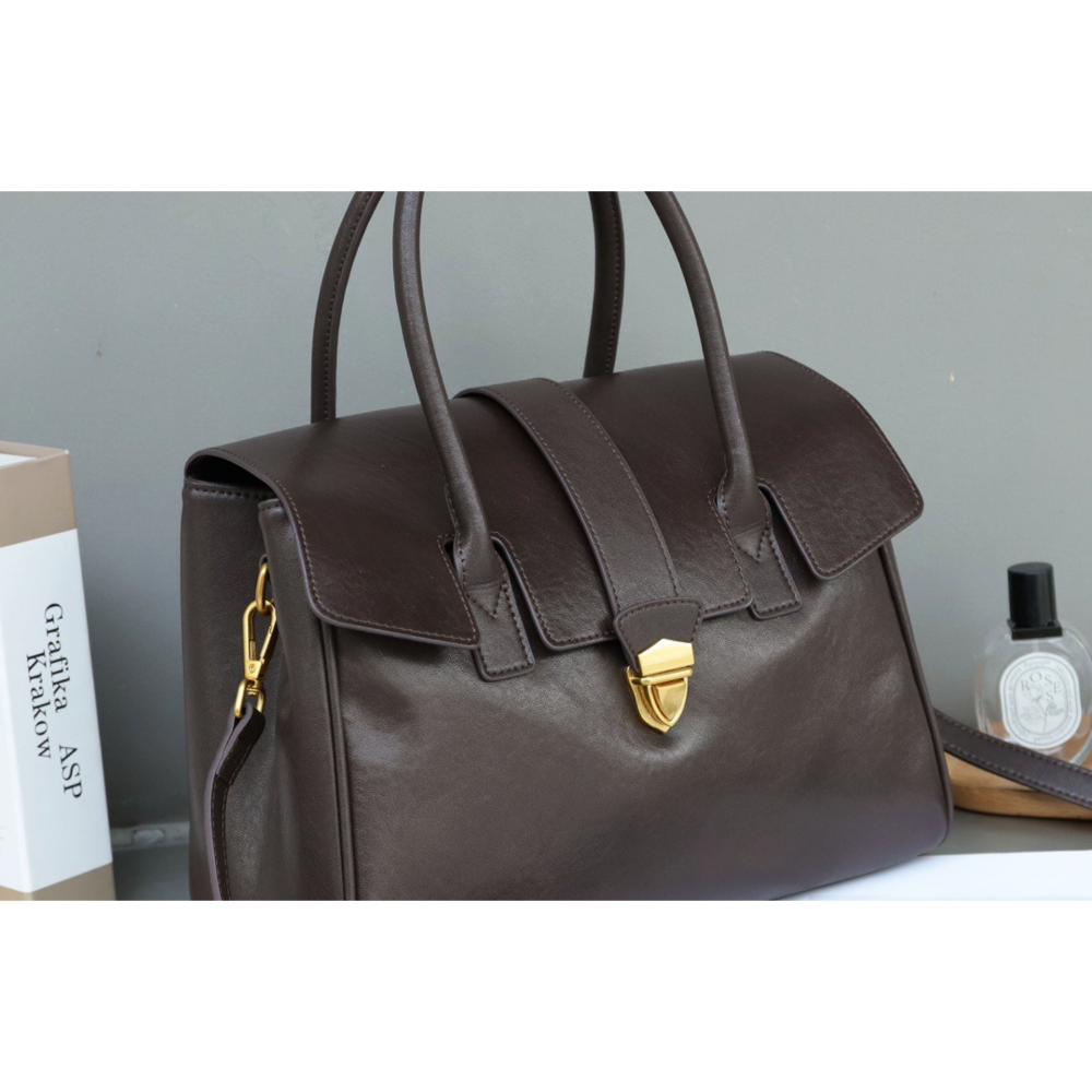 頭層牛皮高級感公文包真皮復古通勤大容量斜背手提大包-細節圖3