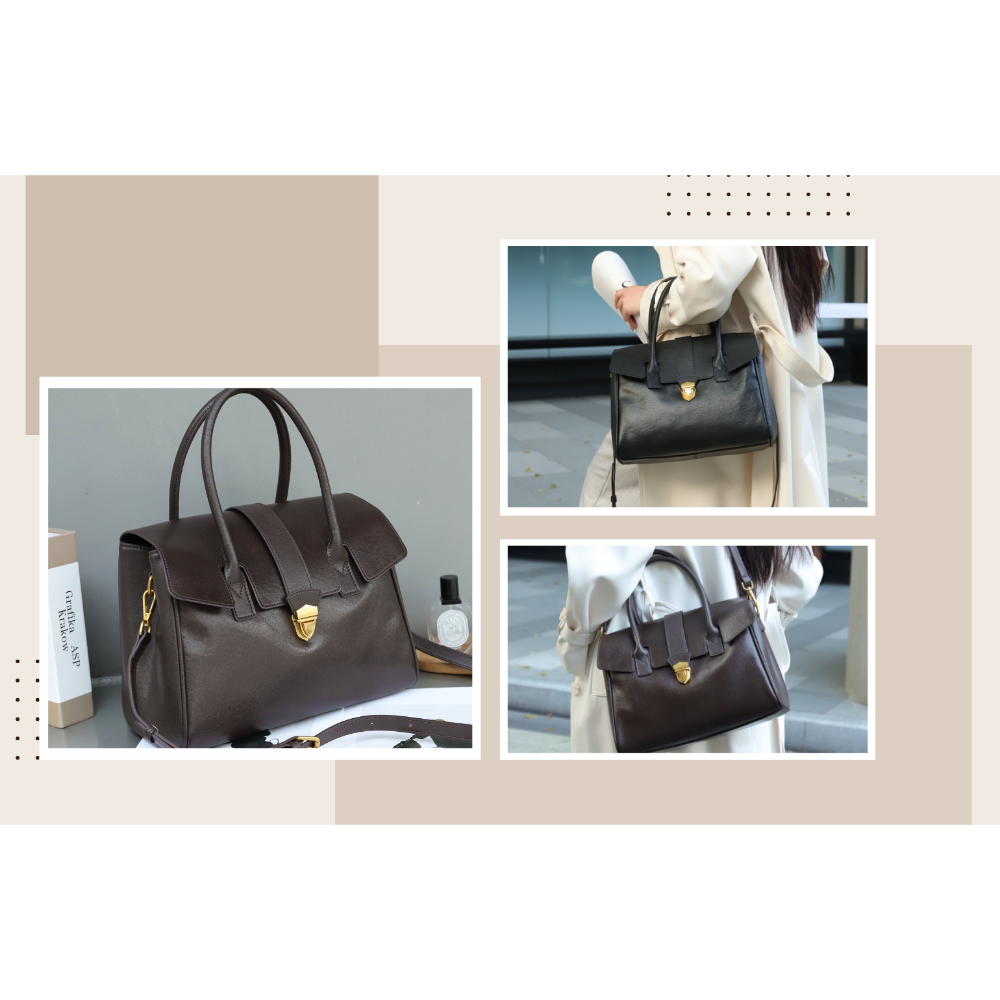 頭層牛皮高級感公文包真皮復古通勤大容量斜背手提大包-細節圖5