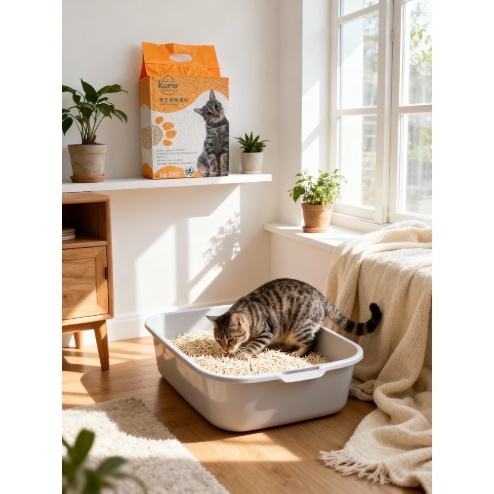 【Kumo Works】再生纖維貓砂3KG| 環保除臭、凝結力強、台灣製造、低粉塵貓砂-細節圖2