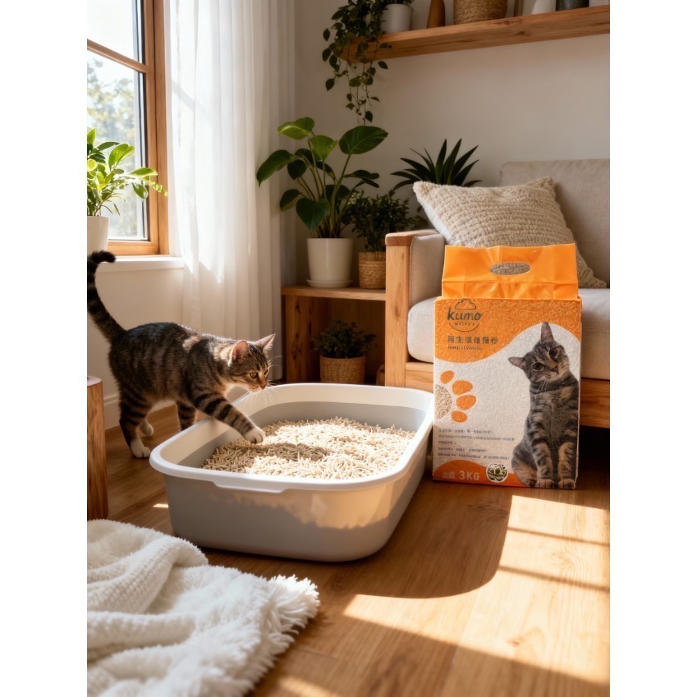 【Kumo Works】再生纖維貓砂3KG| 環保除臭、凝結力強、台灣製造、低粉塵貓砂-細節圖3