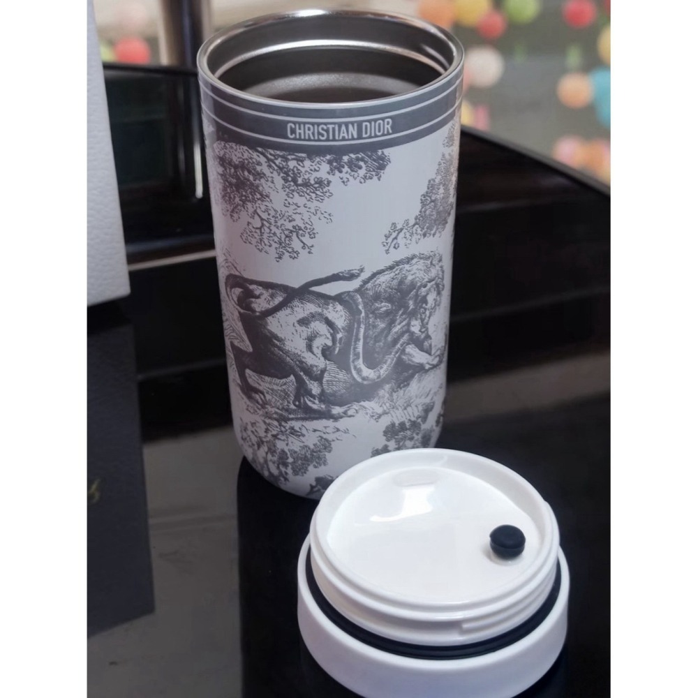 【尾貨清倉】DIOR 迪奧印花叢林隨行杯 紅色  附提袋-細節圖4