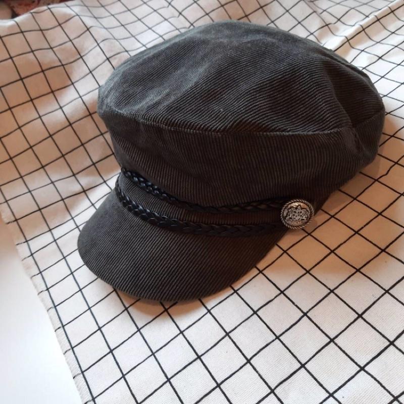 實拍 秋冬 帥氣軍帽 英倫風 貝蕾帽 金屬編織造型 保暖帽 畫家帽-細節圖5