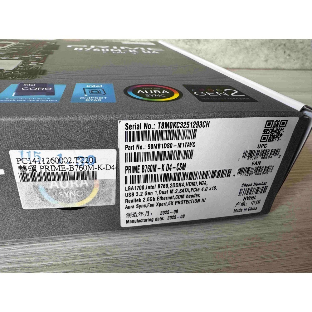 [詢問前請先看內文] 售 全新未拆封 ASUS 華碩PRIME B760M-K D4 LGA1700 腳位 / 主機板。-細節圖3
