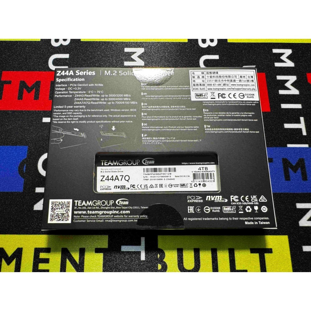 [詢問前請先看內文]  售 全新未拆封 Team 十銓T-FORCE Z44A7Q 4TB M.2 PCIe 固態硬碟。-細節圖2