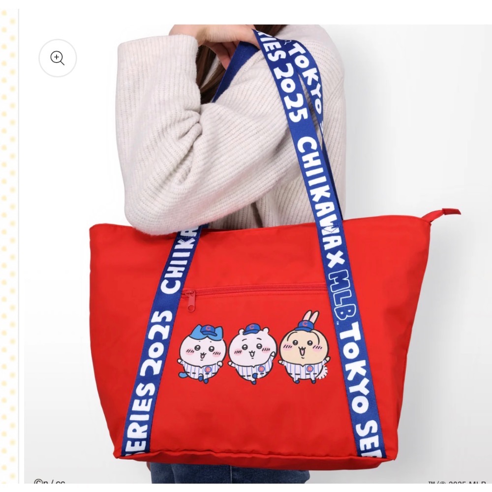 現貨！日本🇯🇵吉伊卡哇×MLB TOKYO SERIES 托特包 (小熊隊) 長運動毛巾 小方巾-細節圖7