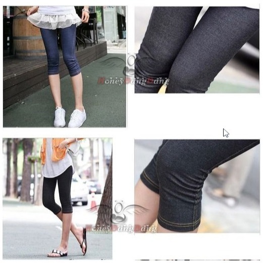 【亞米小舖】日本孕婦打底七分褲*仿牛仔超彈不變型*褲管可翻折-細節圖2