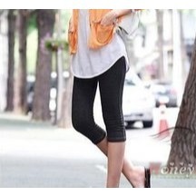 【亞米小舖】日本孕婦打底七分褲*仿牛仔超彈不變型*褲管可翻折-規格圖4