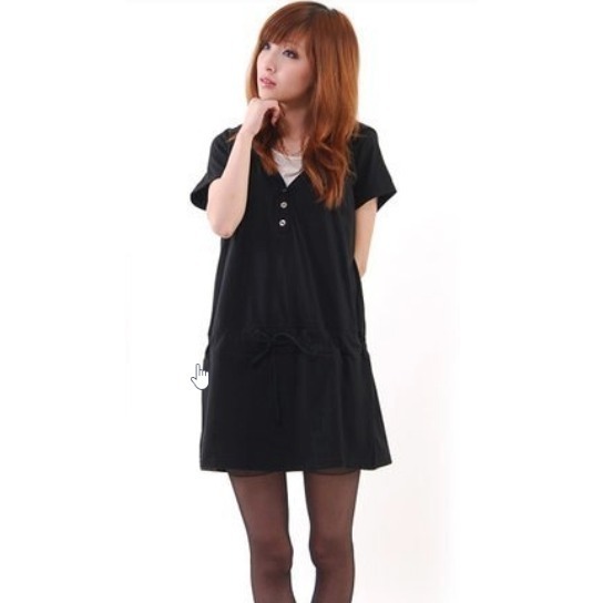 【亞米小舖】 日本短袖連帽孕婦裝/哺乳裝 腹抽帶可調 2色 H236-規格圖3