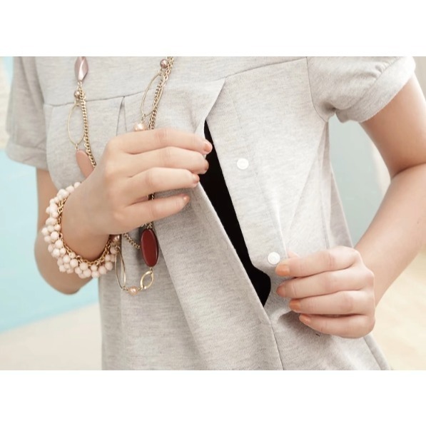 【亞米小舖】日本孕婦裝外出哺乳衣 孕婦上衣 春夏秋可穿G190-細節圖5