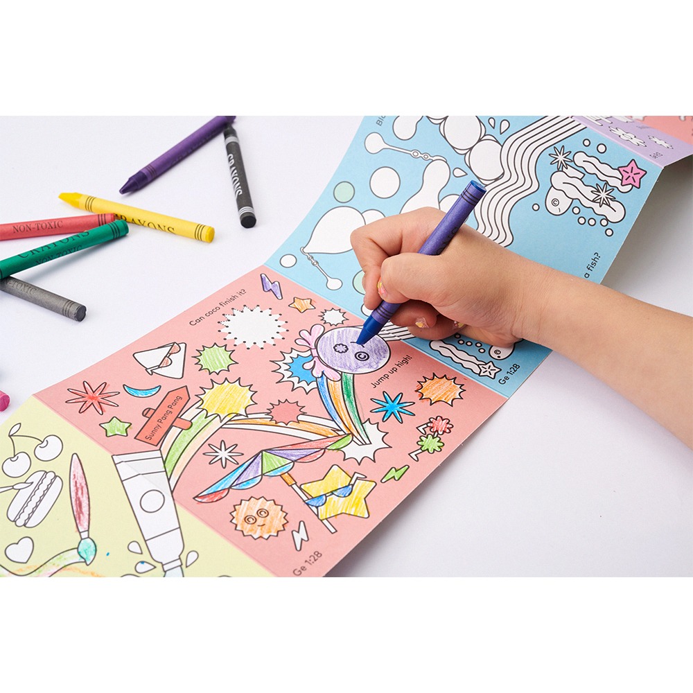 cocoheali 萌色兒童玩樂旅行塗鴉組(植物性 溫和 保濕 滋養 洗髮露 沐浴露 乳液 繪本 蠟筆 旅行組 塗鴉)-細節圖6