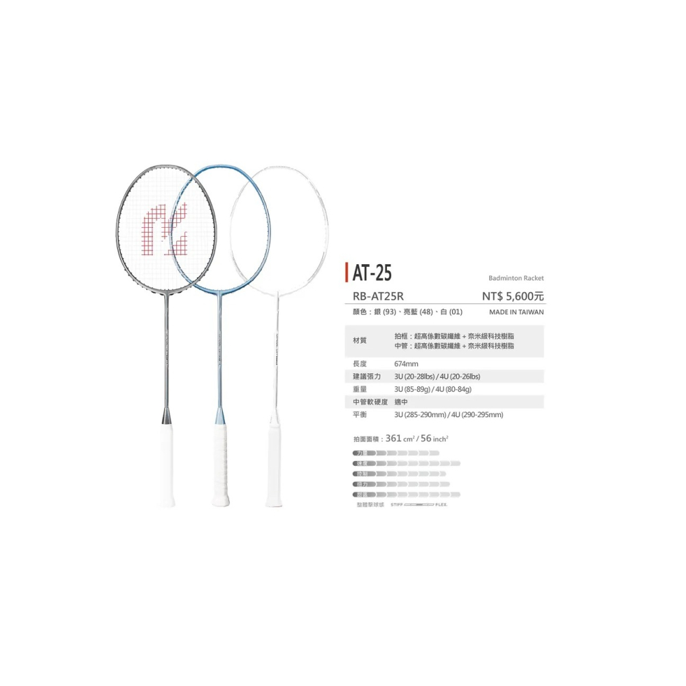 【唯羽生活】REDSON【AT-25】羽球拍 AT25 羽拍 AT06有孔釘中階版本-細節圖4