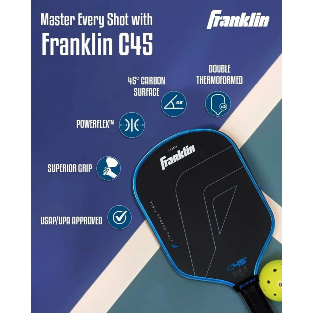【唯羽生活】 富蘭克林 【Franklin】 C45°  Carbon 45  匹克球拍 14mm 匹克拍 美國協會認證-細節圖3