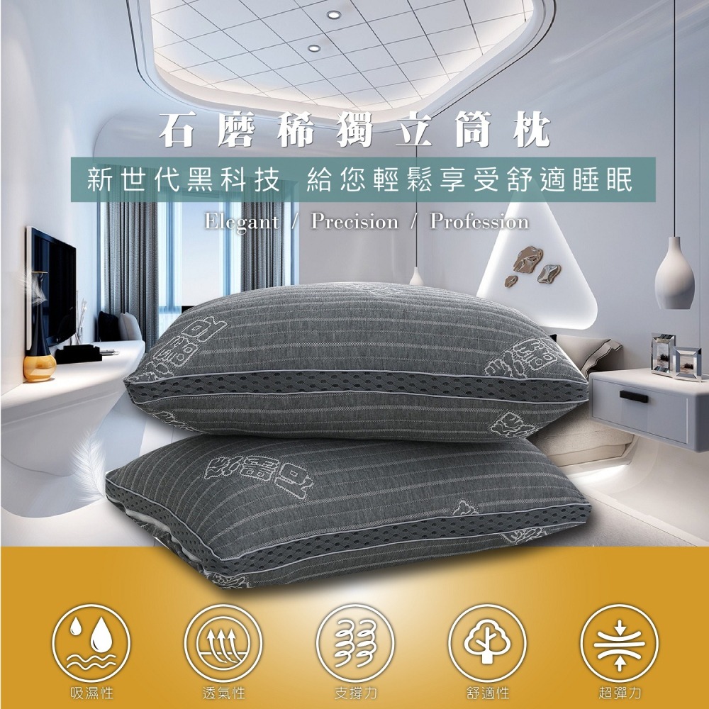 石墨烯獨立筒枕 台灣製造 彈簧枕 透氣枕芯 棉枕 可水洗 現貨供應-細節圖5