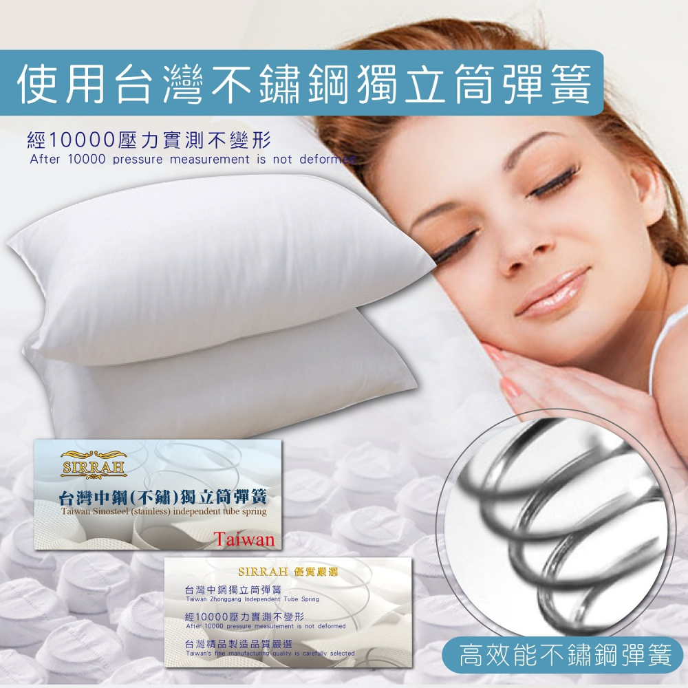 吸濕排汗獨立筒枕頭 台灣製造 彈簧枕 透氣枕芯 棉枕 可水洗 現貨供應-細節圖2