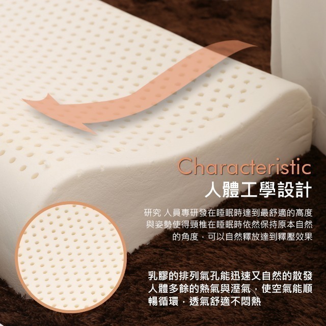 天然乳膠枕 抗菌抑制塵螨 人體工學枕 按摩顆粒乳膠枕 平面乳膠枕-細節圖4