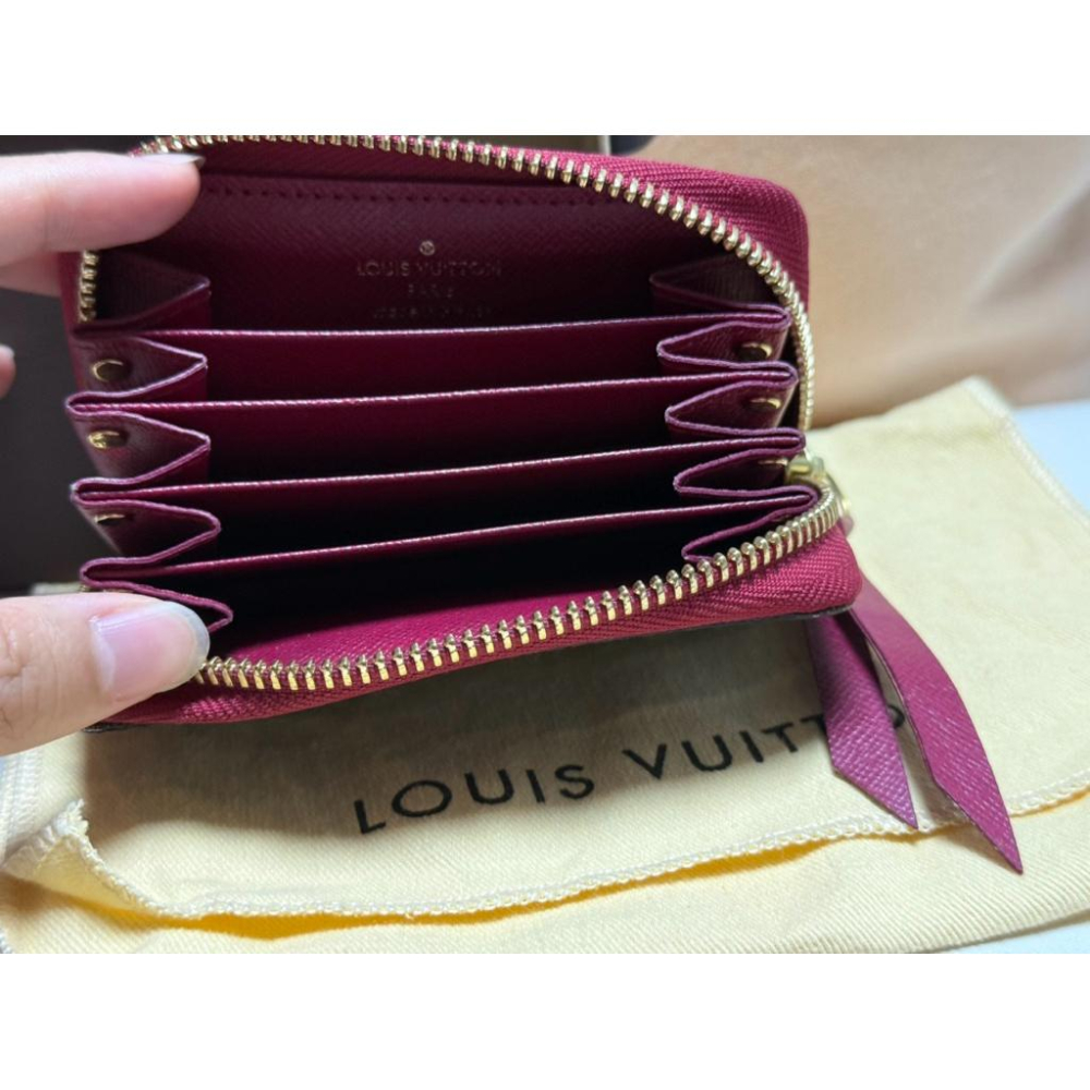 （9成新）LV M61299經典Monogram拉鍊卡夾/零錢包(紅)-細節圖3