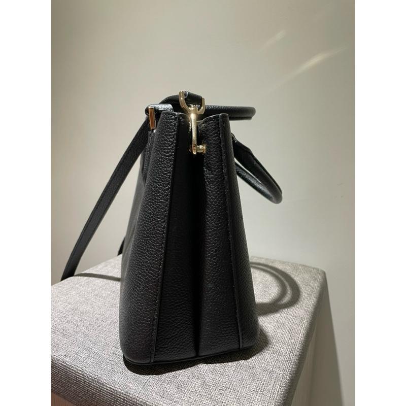 （二手）黑色美Michael Kors MK 鎖頭 皮革 雙層 斜背包-細節圖8