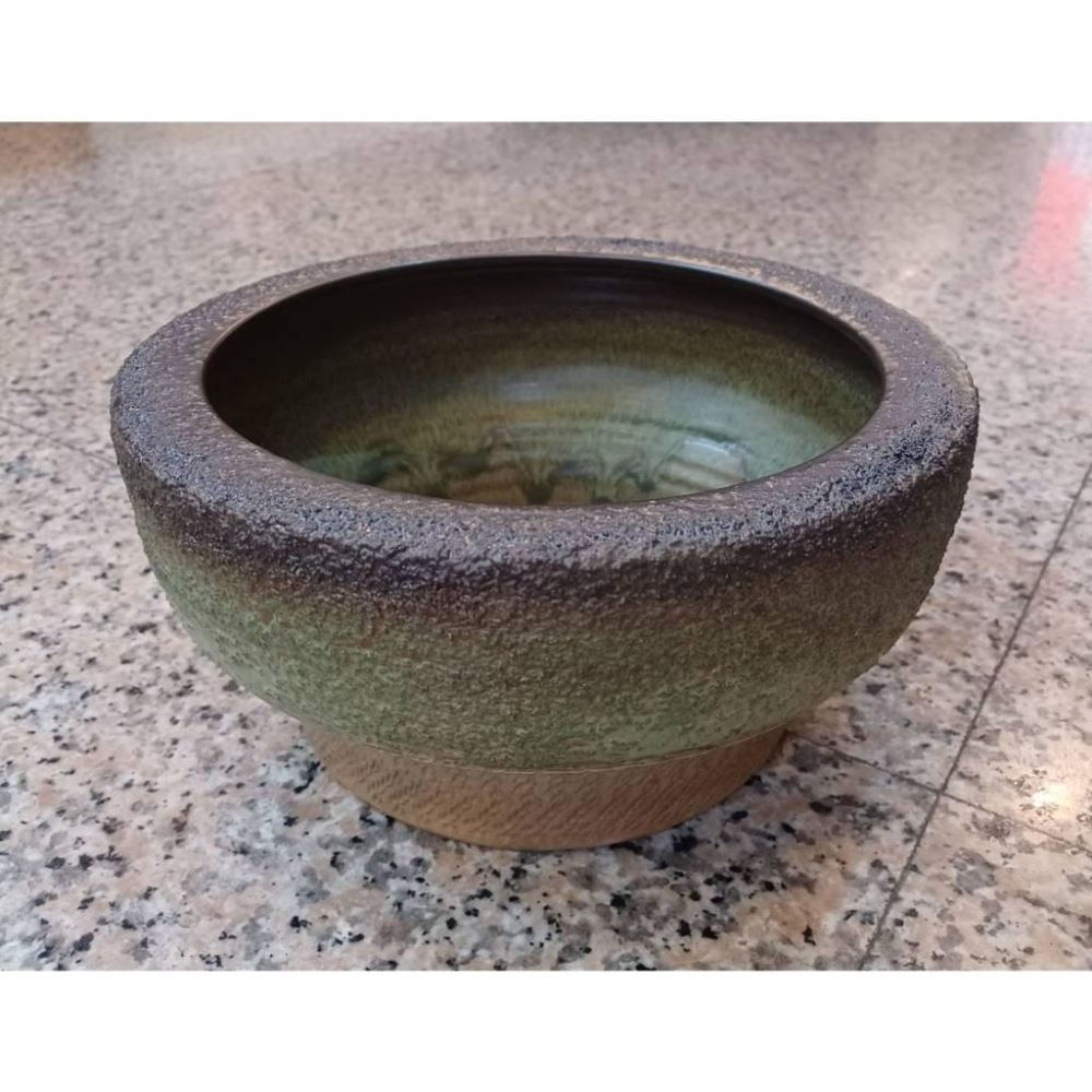 粗砂石磨盆 ✔花器✔物品槽✔展示✔藝術品✔劍山-細節圖2
